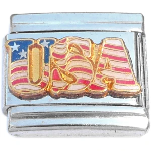 Patriotic USA Italian Charm