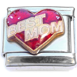 Best Mom Red Heart Italian Charm Best Mom Red Heart Italian Charm