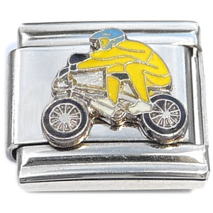 Yellow Bike Bicycle Rider Italian Charm Yellow Bike Bicycle Rider Italian Charm