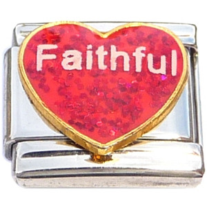 Faithful on Red Heart Italian Charm