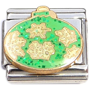 Snowflakes on Green Italian Charm Snowflakes on Green Italian Charm