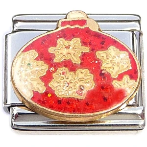 Snowflakes on Red Italian Charm
