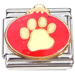 Paw Print on Red Ornament Italian Charm