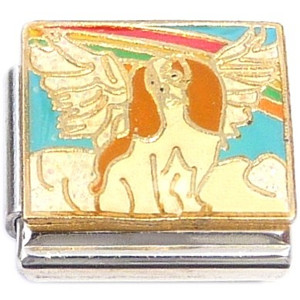 Brown Angel Dog with Rainbow Italian Charm Brown Angel Dog with Rainbow Italian Charm