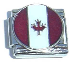 Canadian Flag In Circle Italian Charm