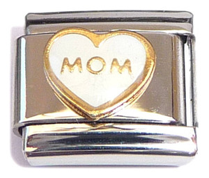 Mom on White Heart Italian Charm Mom on White Heart Italian Charm