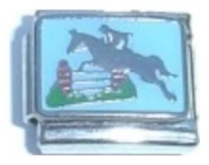 Horse Rider Jumping Italian Charm