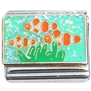 Clown Fish Green Coral Italian Charm Clown Fish Green Coral Italian Charm