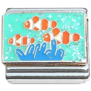 Clownfish Swimming Blue Coral Italian Charm Clownfish Swimming Blue Coral Italian Charm