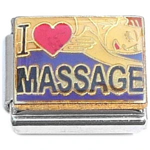 Purple I Love Massage Italian Charm