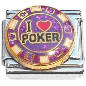 I Love Poker Chip Italian Charm