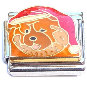 Santa Hat Dog with Tongue Italian Charm Santa Hat Dog with Tongue Italian Charm