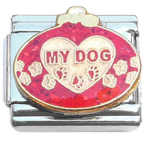 Love My Dog Red Christmas Ornament Italian Charm Love My Dog Red Christmas Ornament Italian Charm