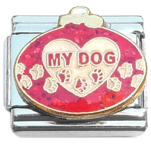 Love My Dog Red Christmas Ornament Italian Charm