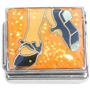 Dancing Tap Shoes on Orange Italian Charm Dancing Tap Shoes on Orange Italian Charm