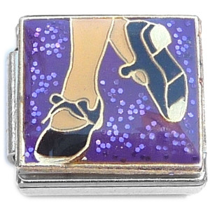 Tap Shoes Dancing on Purple Italian Charm Tap Shoes Dancing on Purple Italian Charm