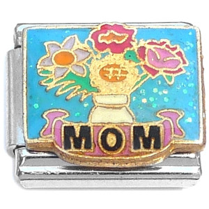Mom Vase of Flowers Italian Charm Mom Vase of Flowers Italian Charm