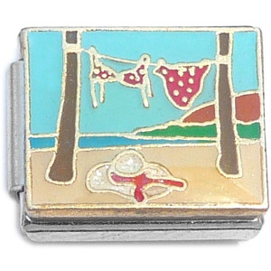 Swimsuit and Hat at Beach Italian Charm Swimsuit and Hat at Beach Italian Charm