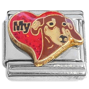 Heart Love My Dog Italian Charm