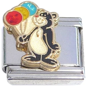 Balloons Black Bear Italian Charm