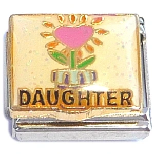Daughter Flower Heart Love Italian Charm