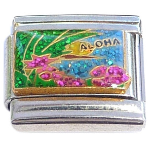 Aloha Flowers and Water Italian Charm Aloha Flowers and Water Italian Charm