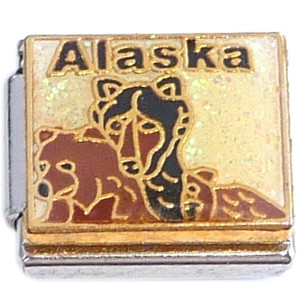 Alaska Bears on White Italian Charm Alaska Bears on White Italian Charm