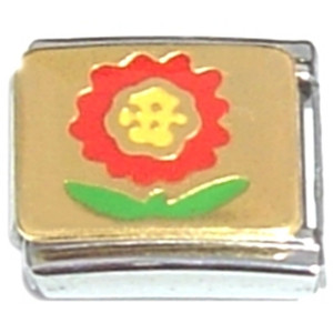 Flower Red Yellow Italian Charm Flower Red Yellow Italian Charm