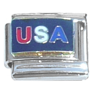 USA Red White Blue Letters Italian Charm USA Red White Blue Letters Italian Charm