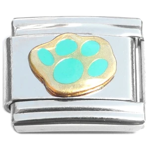 Animal Paw Print Light Blue Italian Charm