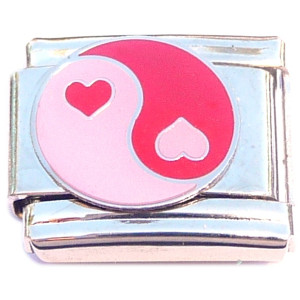 Yin Yang Hearts Red Pink Italian Charm Yin Yang Hearts Red Pink Italian Charm