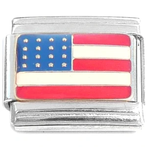 USA American Flag Red White Blue Italian Charm