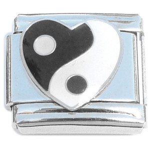 Yin Yang Black White Heart Italian Charm Yin Yang Black White Heart Italian Charm