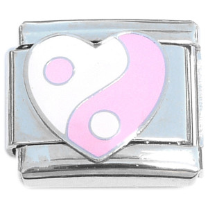 Yin Yang Pink White Heart Italian Charm Yin Yang Pink White Heart Italian Charm