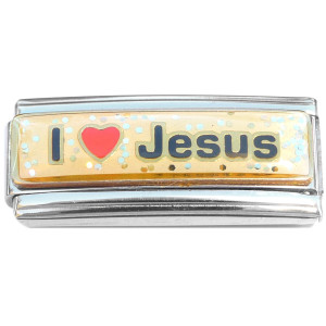 I Love Jesus Glitter Superlink Italian Charm I Love Jesus Glitter Superlink Italian Charm