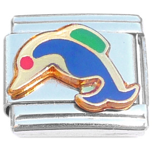Colorful Dolphin Swimming Italian Charm