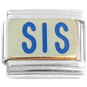 Blue Sis Gold Italian Charm