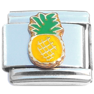 Yellow Pineapple Green Top Italian Charm