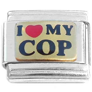 I Love My Cop Red Heart Italian Charm