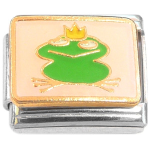Frog Prince Crown on Pink Italian Charm