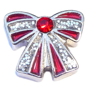 Glitter Ribbon Bow Floating Locket Charm Glitter Ribbon Bow Floating Locket Charm
