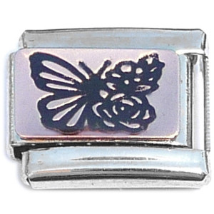 Butterfly Flowers Rosegold Italian Charm Butterfly Flowers Rosegold Italian Charm