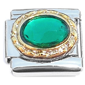 Oval Green Bling Italian Charm