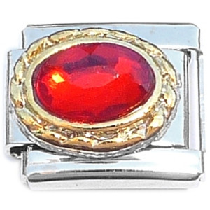 Oval Red Bling Italian Charm