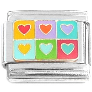 Patchwork Colorful Hearts Italian Charm Patchwork Colorful Hearts Italian Charm