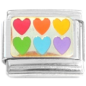 Multicolor Hearts Love Italian Charm Multicolor Hearts Love Italian Charm