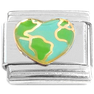 Globe Earth Heart Italian Charm Globe Earth Heart Italian Charm
