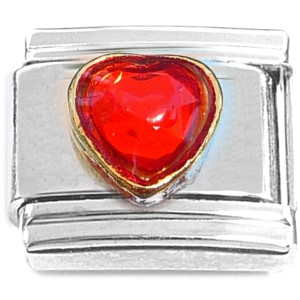 Red Bling Heart Italian Charm