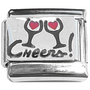 Cheers Glasses Hearts Italian Charm