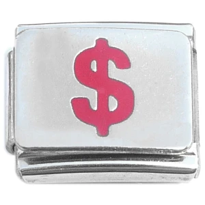 Red Dollar Sign Money Italian Charm
